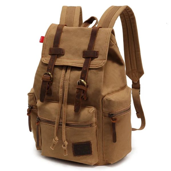 Mochilas Augur de 17 polegadas de mochila masculina de tela vintage Bolsa escolar sacos de viagem Laptop de grande capacidade 231013