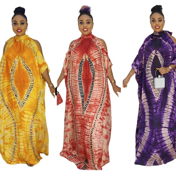 Abbigliamento etnico Stile libero Caratteristiche nazionali africane Modello classico Chiffon Spalle scoperte Colletto rialzato Abiti taglie forti 231013