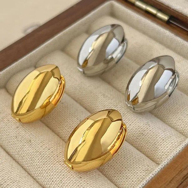 Brincos de argola vintage banhados a ouro cor oval para mulheres meninas formato de casca de ovo pesado suave brinco joias presentes atacado