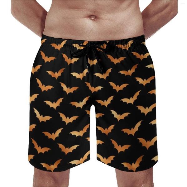 Shorts masculinos Halloween Board Spooky Bat Imprimir Moda Praia Masculino Personalizado Esportes Rápido Seco Natação Troncos Presente