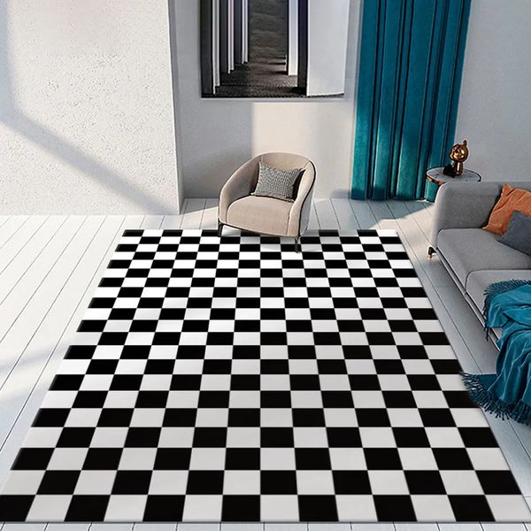 Tappeto Tappeto a quadretti colorati | Tappeto da soggiorno in stile marocchino per la decorazione del letto e della finestra, mobili per la camera da letto, tappeti per la casa 231013