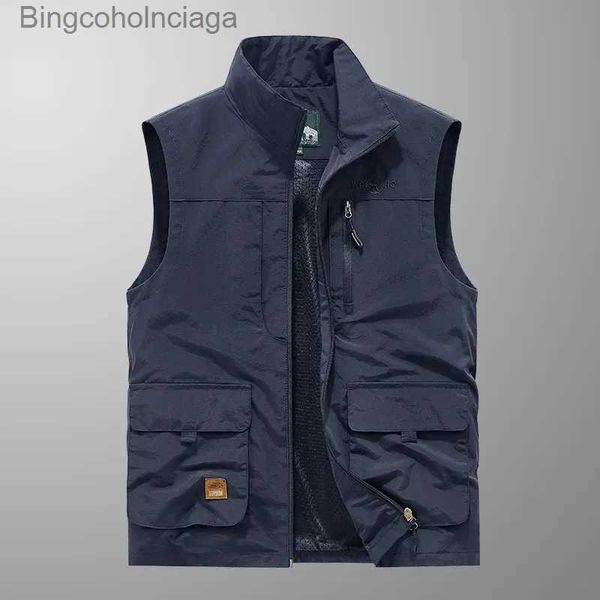 Gilet da uomo Primavera Autunno All'aperto Militare Nero 2023 Giacca senza maniche Moda Gilet da pesca per uomo Tasca Fotografia Casua GiletL231014