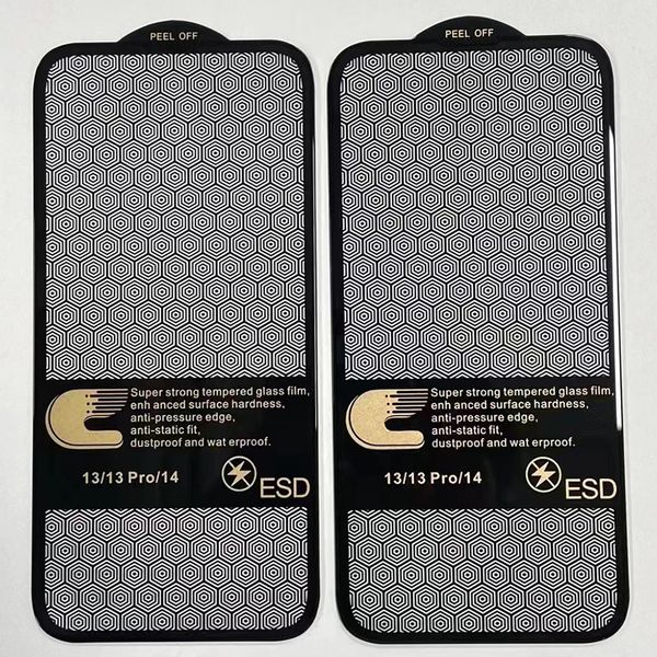 Protezione dello schermo per iPhone 15 Pro Max 14 Plus 13 12 11 XS XR X Vetro temperato diamantato Copertura completa di colla 9H Pellicola Premium Scudo curvo di esplosione