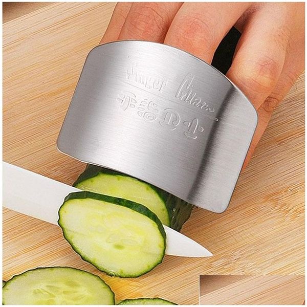 Outras ferramentas de cozinha Cozinhar aço inoxidável dedo protetor de mão guarda design personalizado Chop Safe Slice Faca Drop Deli Homefavor Dhuvf