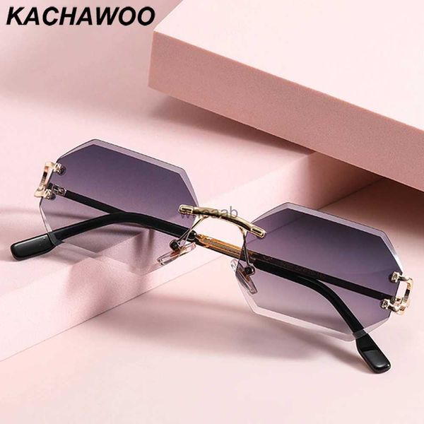 Солнцезащитные очки Kachoo восьмиугольные солнцезащитные очки без оправы металлические мужские модные солнцезащитные очки женские прямоугольные безрамочные синие коричневые розовые в европейском стиле YQ231014