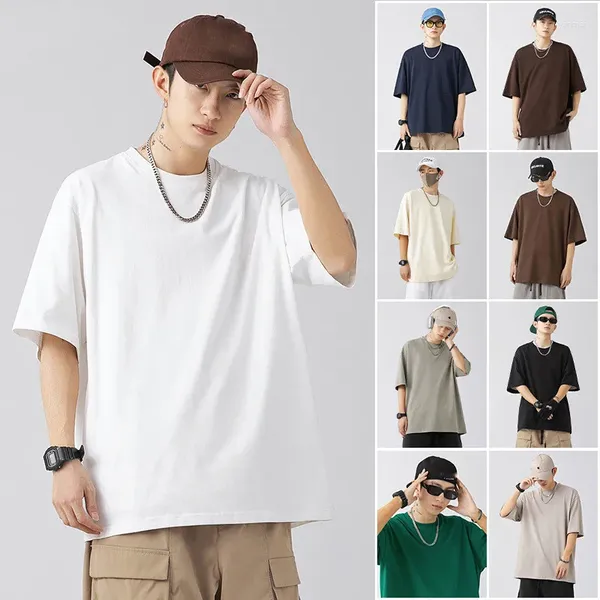 Camiseta masculina de algodão, camiseta primavera verão solta de manga curta camiseta hip hop estilo dança tops streetwear