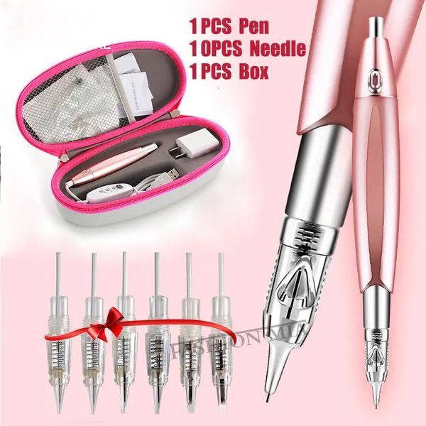 Macchina per tatuaggi Microblading Charme Princesse Kit trucco permanente Sopracciglio Labbro Penna digitale MTS Fornitura di bellezza con 10 aghi 231013