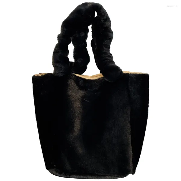 Вечерние сумки, женская сумка через плечо из искусственного меха, повседневная плюшевая сумка-тоут, универсальная пушистая сумка, большая вместительная зимняя сумка для поездок на работу