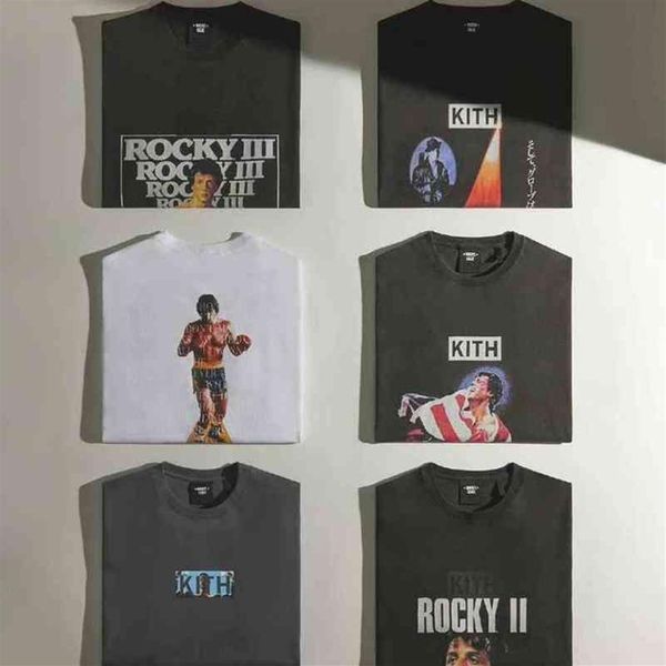 Rocky Kith T Shirt Erkek Kadın Tişört Yıkanmış Tees Yüksek Erkek Pamuk Yaz Kısa Kollu Tasarımcı Şortlu Kılıf Lüks Giyim