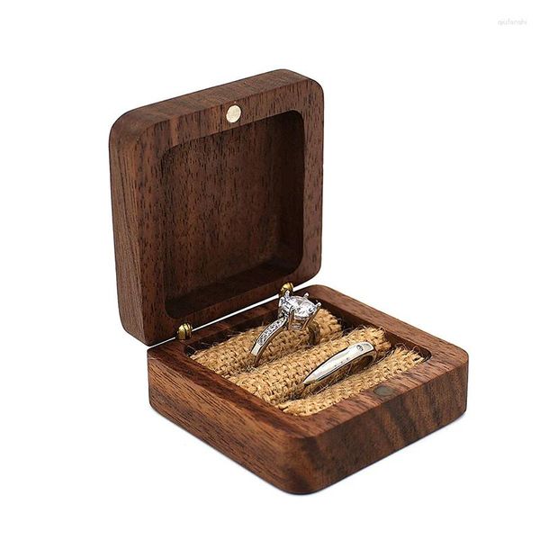 Мешочки для ювелирных изделий Деревянная коробка для обручальных колец Жених и невеста Свадебный подарок Деревянный