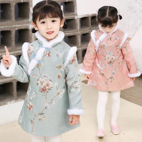 Daunenmantel Mädchen Baumwolle gefütterte Jacke Mädchen Outwear Winter Outfit Baby Chinesischer Wind Baumwolle Verdickung Kleidung für das Jahr