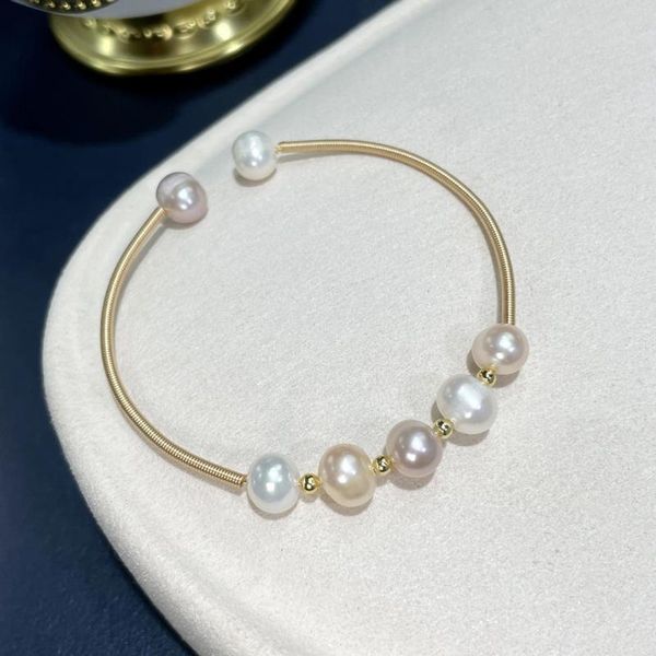 Bracciale rigido con perle barocche Braccialetti semplici alla moda da donna Tendenza coreana Accessori versatili Gioielli di design Ornamento a mano