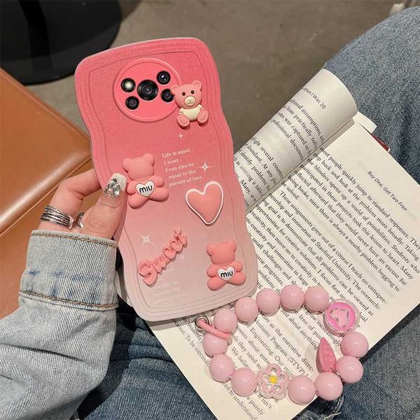 Casos de telefone celular para Redmi Poco X3 NFC Pro Phone Case 3D Cartoon Animal Moda Bonito Soft Silicon Sport Hand Strap Pulseira Capa Traseira L230823