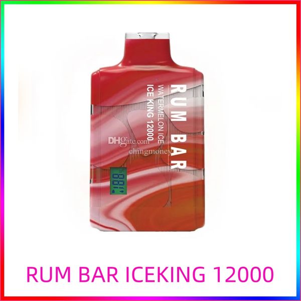 RUM BAR ICE KING 12000 puffs E cigarros descartáveis 13ml pods bobina de malha 550mAh bateria recarregável display vape pen 10 sabor Crazvapes