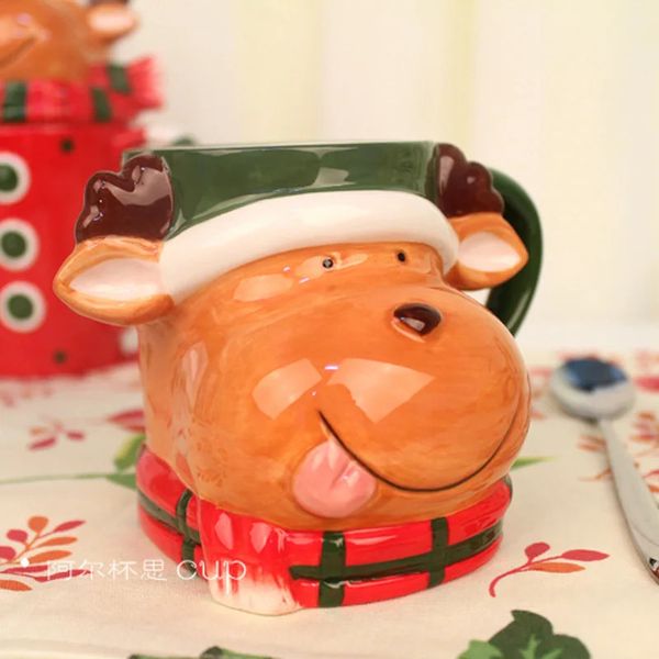 Tazze Natale 3D Tazza per animali Tazza in ceramica Amanti creativi Caffè Tazze per la colazione Tazza regalo Stoviglie per la casa Decorazione Forniture per feste 231013