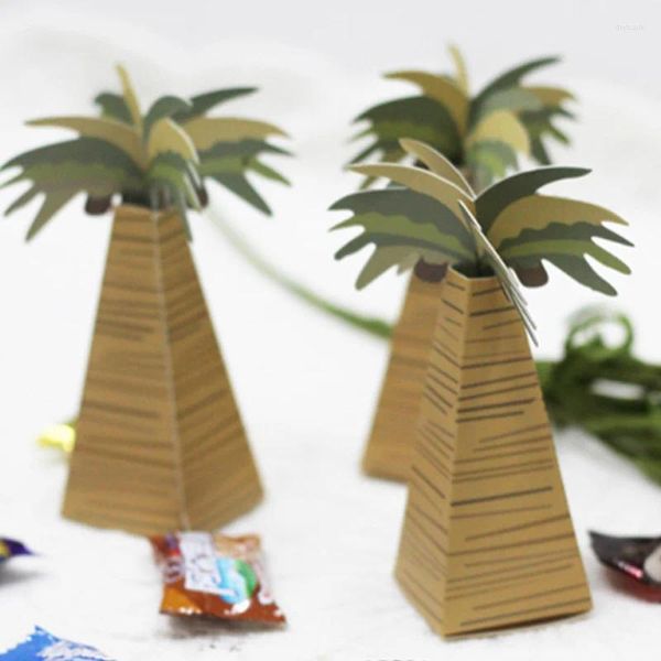 Confezione regalo 25 pezzi Scatole per caramelle con albero di palma da cocco Scatole per dolci al cioccolato in carta Confezione per feste di compleanno per matrimoni tropicali hawaiani