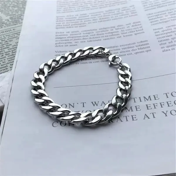 Charm Bilezikler El yapımı büyük geniş içi boş çapraz zincirler bilezik moda retro punk erkek mücevher bijoux kadınlar için hip hop metal hediyeler