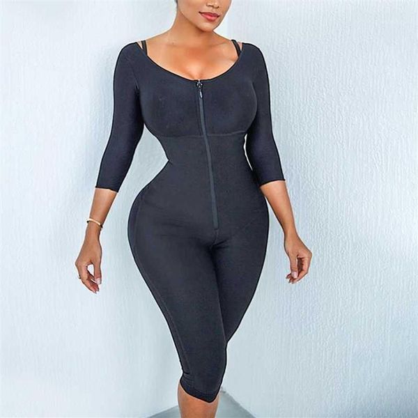 Damen Shapers Cinta Modeladora Feminina Mittlerer Reißverschluss Fajas Colombianas Body Shaper Kniearmkontrolle Bodysuit Mid Tight Bu240J