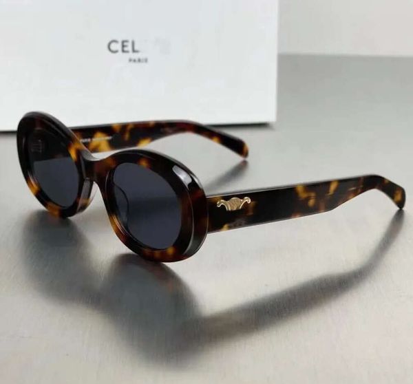 Óculos de sol designer marca moda luxo ao ar livre verão retro olho de gato óculos de sol para mulheres ce arco do triunfo oval francês high street