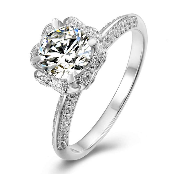 Дизайнеры для женщин Модное ручное кольцо с цветком Love Муассанит с бриллиантом S925 Стерлинговое серебро 18-каратного золота Кольцо Обручальное свадебное предложение Qixi Gift