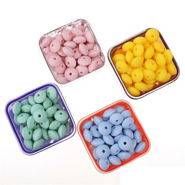 Chupetas Mordedores Fkisbox 300 Pcs Plana Sile Dentição Beads Lentilhas Mordedores Bead DIY Food Grade Sil Pulseira Decorativa 12x7mm 220326 Dhfan