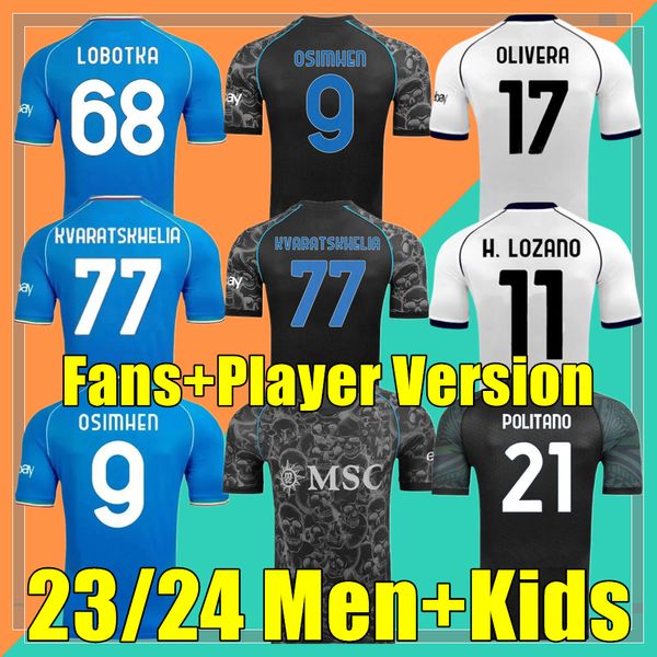 23 24 Napoli Soccer Jerseys 2023 2024 Halloween Special Nápoles Camisa KVARATSKHELIA MINJAE Maillot Nápoles Kid ZIELINSKI H.LOZANO OSIMHEN POLITANO Camisas de futebol.