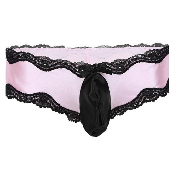 Damenhöschen Sissy-Dessous für Männer Crossdress-Unterwäsche Sexy Gay-Bikini-Spitzenunterhose mit niedriger Taille und Ausbuchtungsbeutel 2800