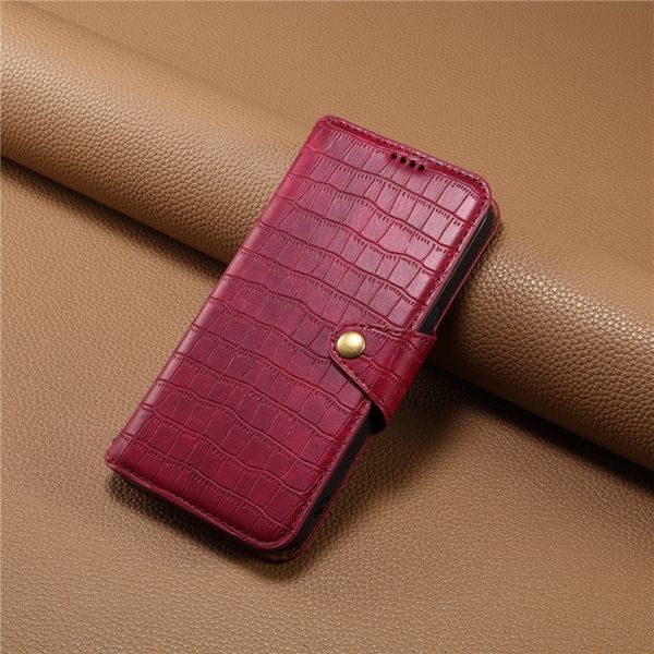 Funda de teléfono Vogue con estampado de cocodrilo en folio de lujo para iPhone 15 Plus 14 13 12 11 Pro Max XR XS Ranuras para tarjetas duales con estilo y robusta Cartera de cuero sólido con función atril