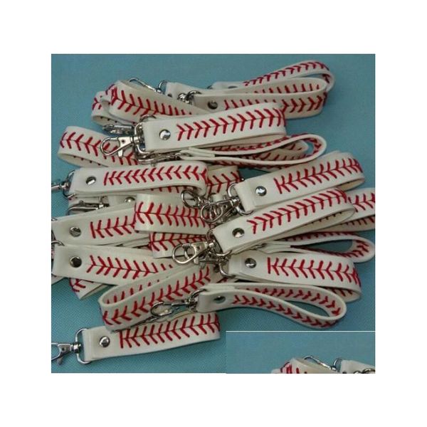 Gioielli Bracciale da baseball Portachiavi Braccialetti da softball in pelle Portachiavi Portachiavi Uomo Donna Polsino sportivo Accessori per palline Gga246 Dhtva