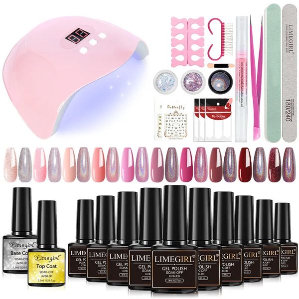 Nail Art Kits Kit Acryl Maniküre UV LED Licht Trockner mit Nagellack Polierset Einweichwerkzeuge Poly 231013