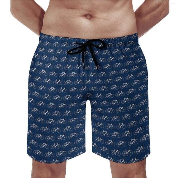 Shorts masculinos verão board retro bicicletas imprimir correndo bicicletas brancas calças curtas personalizadas engraçado confortável troncos de natação plus size