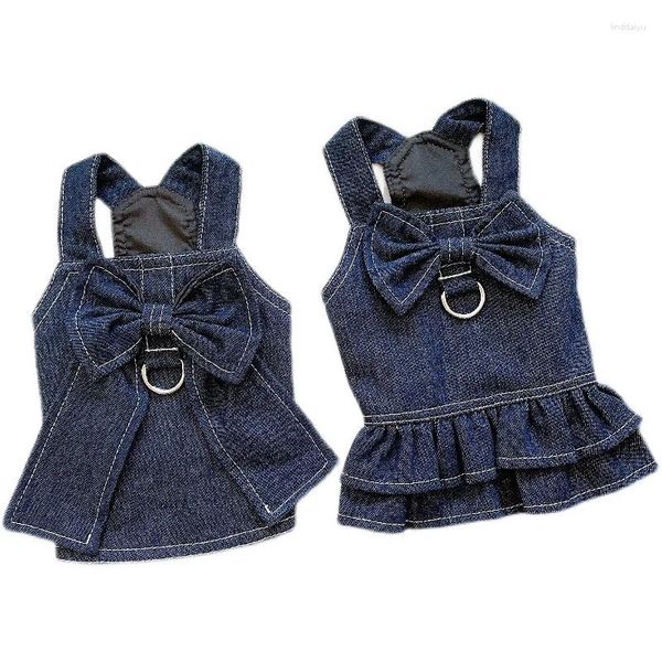 Abbigliamento per cani Abito in denim Gonna jeans Vestiti per animali domestici Cucciolo di gatto Abbigliamento per cagnolino T-shirt Gilet Guinzaglio per esterni Cappotto