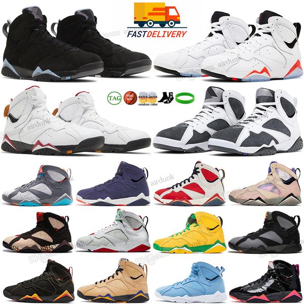 Scarpe da basket Jumpman 7 da uomo Chambray 7s bianche Infrared Flint Cardinal Citrus Afrobeats Pantone Bordeaux Patta Hare Sapphire uomo Scarpe da ginnastica Sneakers