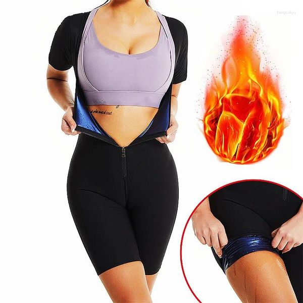 Mulheres Shapers Mulheres Sauna Terno Suor Camisa Emagrecimento Thermo Shapewear Full Body Shaper Cintura Trainer Legging Trimmer Corset