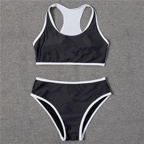 Neue Sexy Bikini Bademode Frauen Buchstaben Zwei-Stück Hohe Taille Bikini Set Badeanzug Beachwear Sommer Schwarz Oder Weiß Badeanzug239x