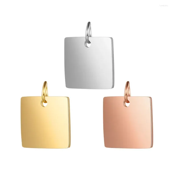 Anhänger Halsketten DIY Edelstahl Plain Square Charms Für Halskette Schmuck Machen Zubehör 5 teile/los