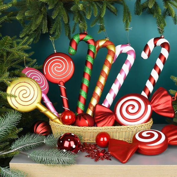 Decoraciones navideñas 3040 cm Decoración Colgante Simulación Color Caramelo Lollipop Pequeño Bastón Pográfico Props Decoración para el hogar 2023 231013