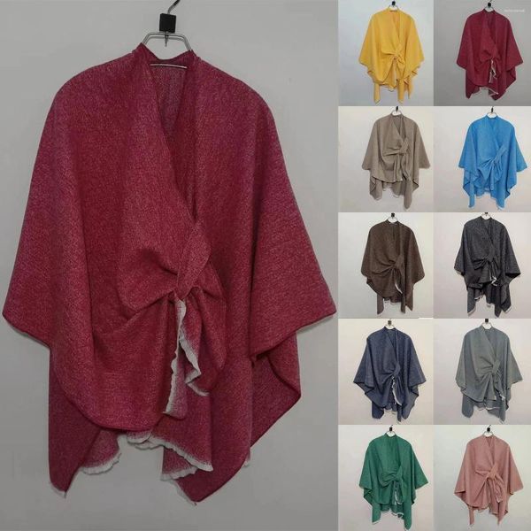 Sciarpe Da donna Poncho frontale grande Maglione Avvolgente Topper Scialli eleganti lavorati a maglia Mantella per sciarpa al collo autunno inverno