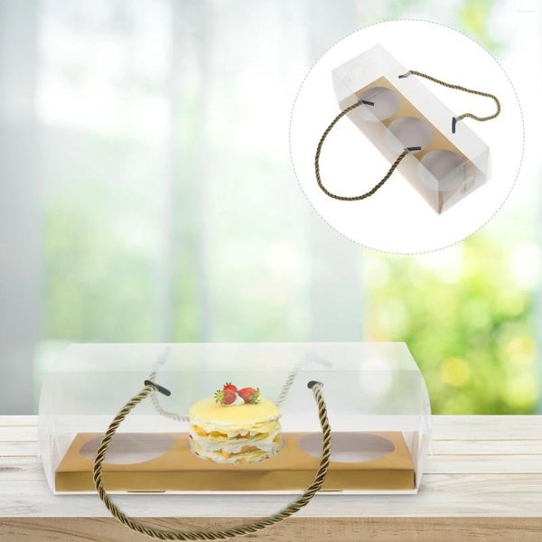 Nehmen Sie Container 10 Stcs Cake Box Dessert-Wickelbox Intervall Packing Nylon Transparent einfache Ei-Yolk Puff Kisten Braut Geschenktüten verpacken