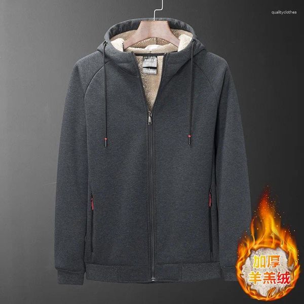 Felpe con cappuccio da uomo Grandi uomini in pile spesso con cappuccio Capispalla per esterni Abbigliamento sportivo Fodera in lana Giacche calde Cappotti Cappotto termico Inverno Taglie forti8xl