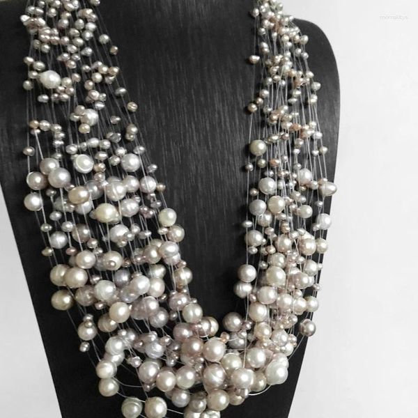 Choker Purple Perlenkette für Frauen Mode Schmuck Hochzeitsfeier Nachtkleid mit Multi -Layers Eleganter klassischer Magnetverschluss