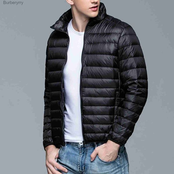 Parkas masculinas de inverno jaqueta masculina ultra leve sólida jaquetas corta-vento gola com zíper streetwear leve casaco quente newl231014