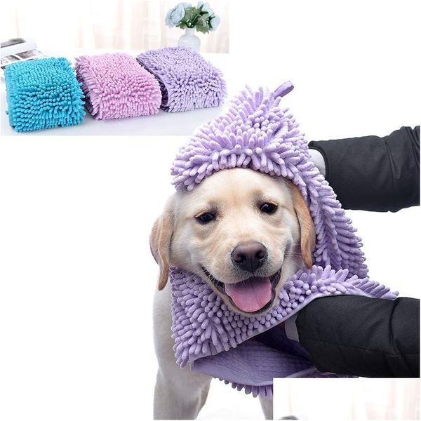 Köpek tımar evcil banyo havlusu hızlı kurutma emici kedi battaniye lif şenil havlu köpek temizleme eldiven 60x35cm dro homefavavor dhg4k