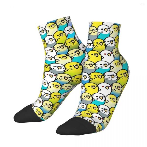 Meias masculinas cachos de periquitos tornozelo bonito pássaro animal unisex harajuku padrão impresso feliz meia baixa presente