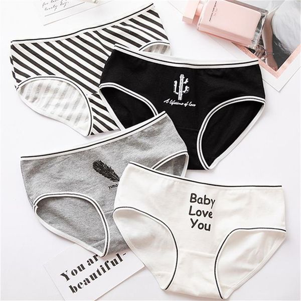 Bragas para mujer, ropa interior femenina con estampado de rayas de algodón, calzoncillos gril, lencería sexy para mujer panty244T