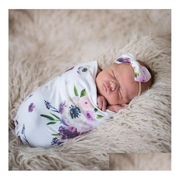 Sacos de dormir recém-nascidos bebê bebê Ddle Slee sacos musselina cobertor adicionar headband macio algodão saco de dormir 2 pcs conjunto A287 bebê, crianças maternidade dhwng