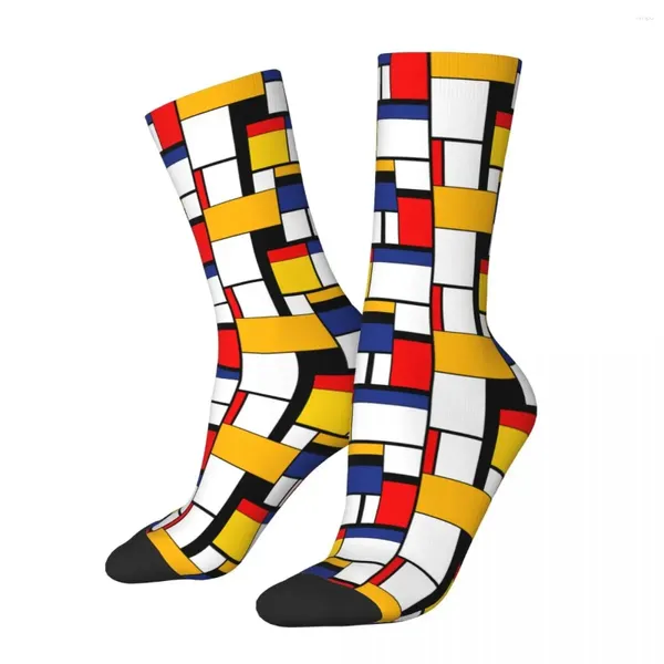 Meias masculinas homem brilhante amarelo azul colorido padrão bonito casual harajuku acessórios médio tubesocks pequenos pequenos presentes