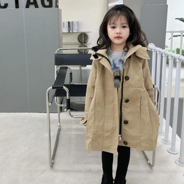 Jaquetas Mon Autumn Girl Back SSkirt Khaki Color Belt Trench Casaco Longo LAB CICI