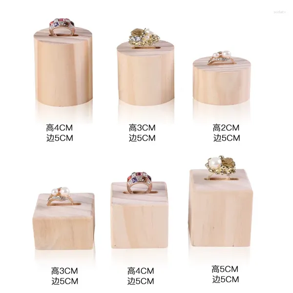 Sacchetti per gioielli Espositore per anelli Supporto per legno Supporto rotondo Bancone da negozio Organizzatore da tavolo Custodia per presentazione Espositore per orecchini a bottone