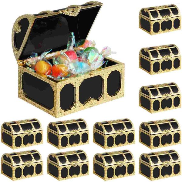 Hediye Sargısı 12 Pcs Hazine Şeker Kutusu Küçük Oyuncak Mini Para Ödülleri Korsan Sandıklar Çocuk Çocuk Retro Toys Treat Boxes